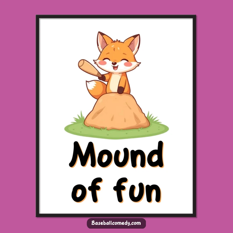 Funny Fox Art Print - Happy Pitcher Decor, Instant Gift