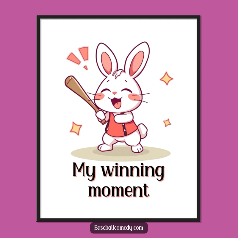 Funny Rabbit Home Run Digital Art - Instant Baseball Excitement for Walls