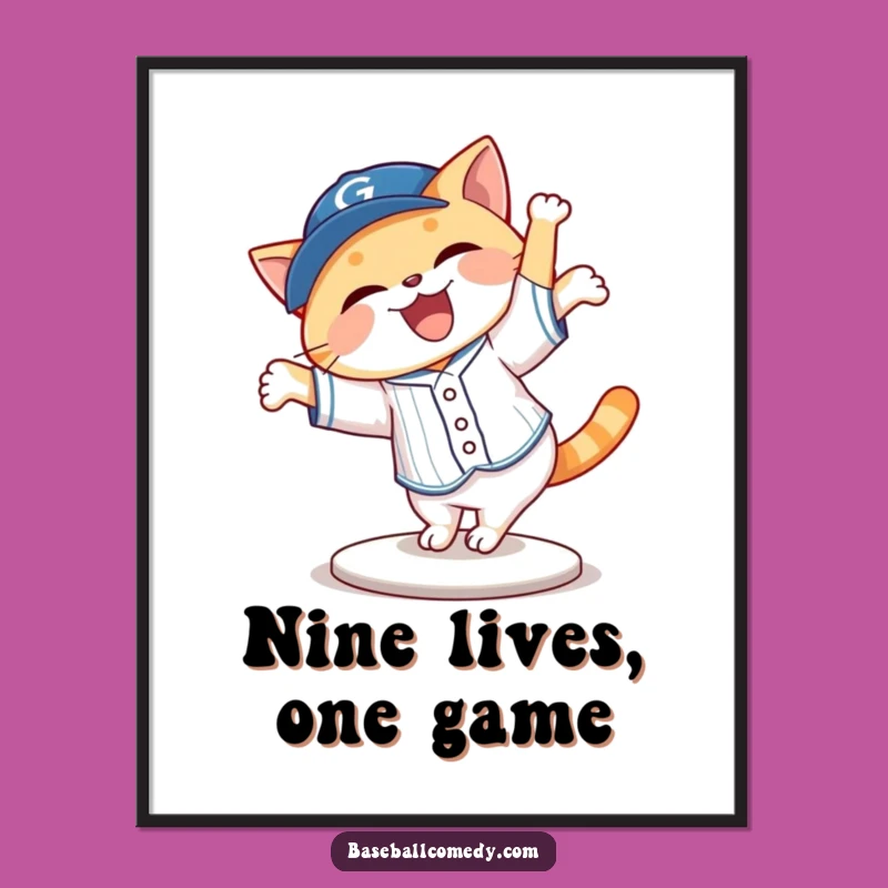Funny Cat Cartwheeling Baseball Digital Art: Instant Playful Decor!