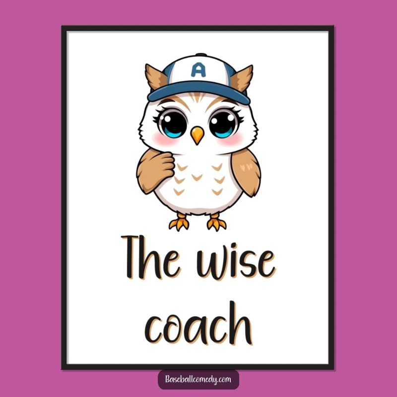 Funny Winking Owl Coaching Digital Art - Instant Baseball Wisdom Decor