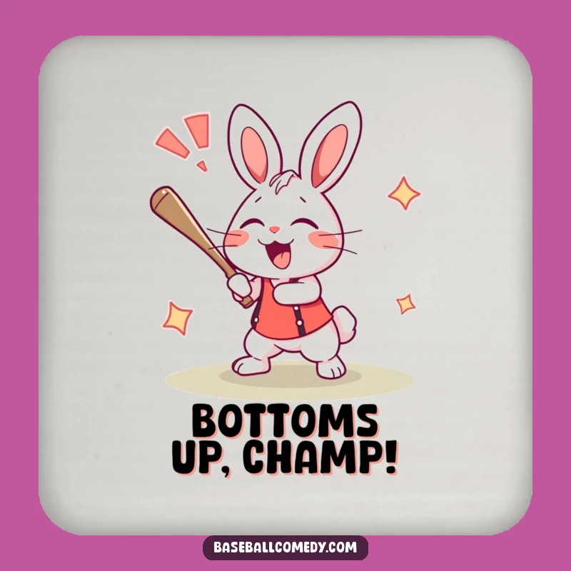 Funny Rabbit Home Run Coaster - Protect Surfaces with Baseball Flair