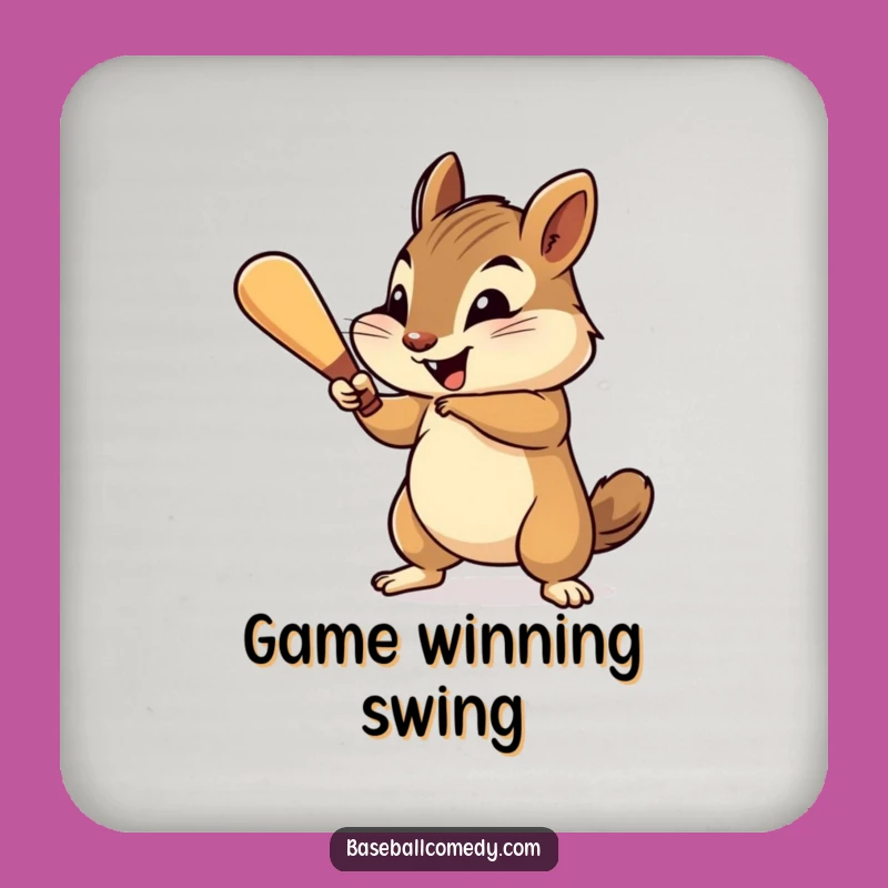 Funny Chipmunk Coaster - Cheerful Baseball Drink Protector, Gift Set