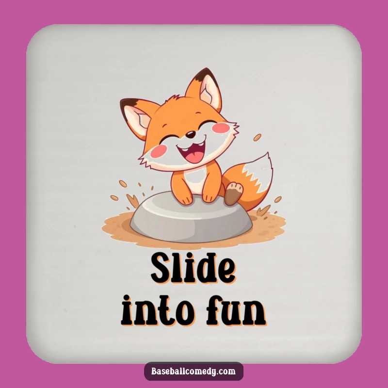 Funny Fox Sliding Coaster: Grinning Base Runner, Stylish Protection with Humor!
