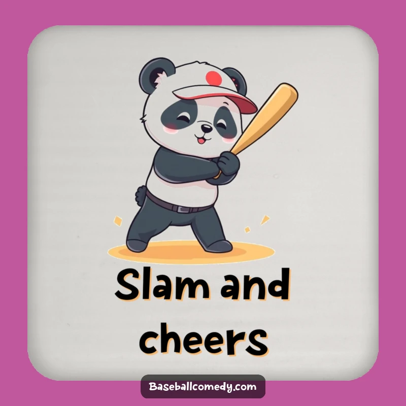 Funny Panda Grand Slam Coaster: Protect Surfaces with Baseball Humor Gift