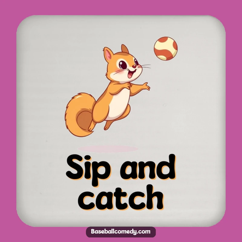 Funny Squirrel Fly Ball Coaster: Baseball Drink Decor for Wild Homes