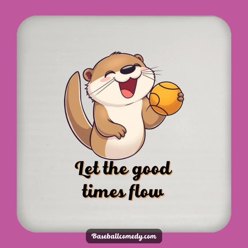 Funny Otter Baseball Coaster: Joyful Catcher, Chic Enthusiastic Decor Gift