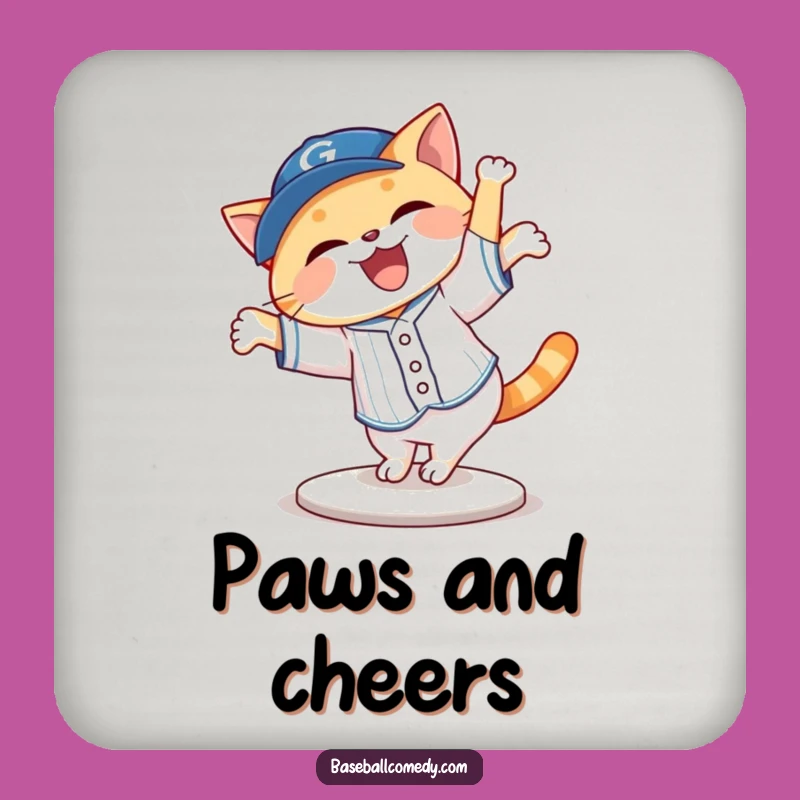 Funny Cat Cartwheeling Baseball Coaster: Keep Surfaces Safe and Stylish!