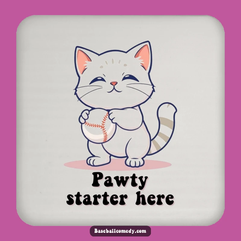 Funny Cat Baseball Coaster: Content Feline Protection, Chic Decor Gift for Cat Fans