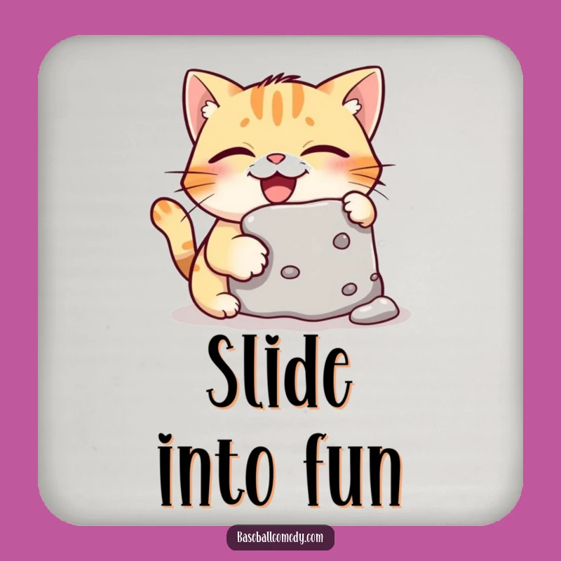Funny Giggling Cat Stealing Base Coaster - Protect Surfaces With Humor