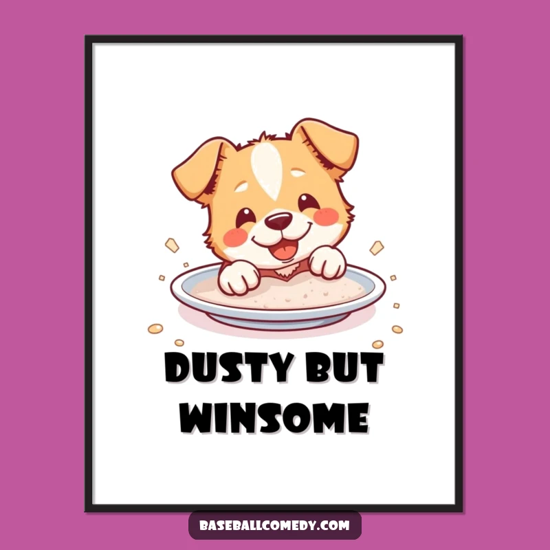 Funny Dog Slider Poster: Dusty Home Plate Artwork - Hilarious Wall Decor Gift!