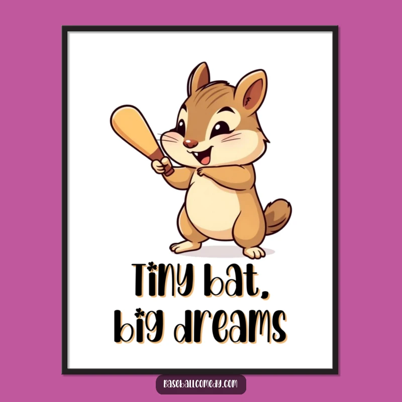 Funny Chipmunk Baseball Poster - Cheerful Wall Art, Gift Decor