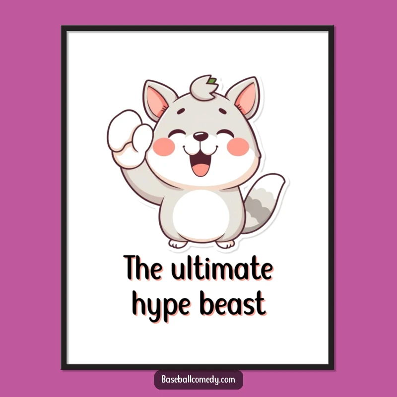 Funny Joyful Animal Poster: Liven Up Your Walls with This Cheerful Mitt Art