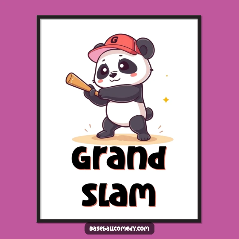 Funny Panda Grand Slam Poster: Hilarious Wall Art for a Comical Sports Enthusiast