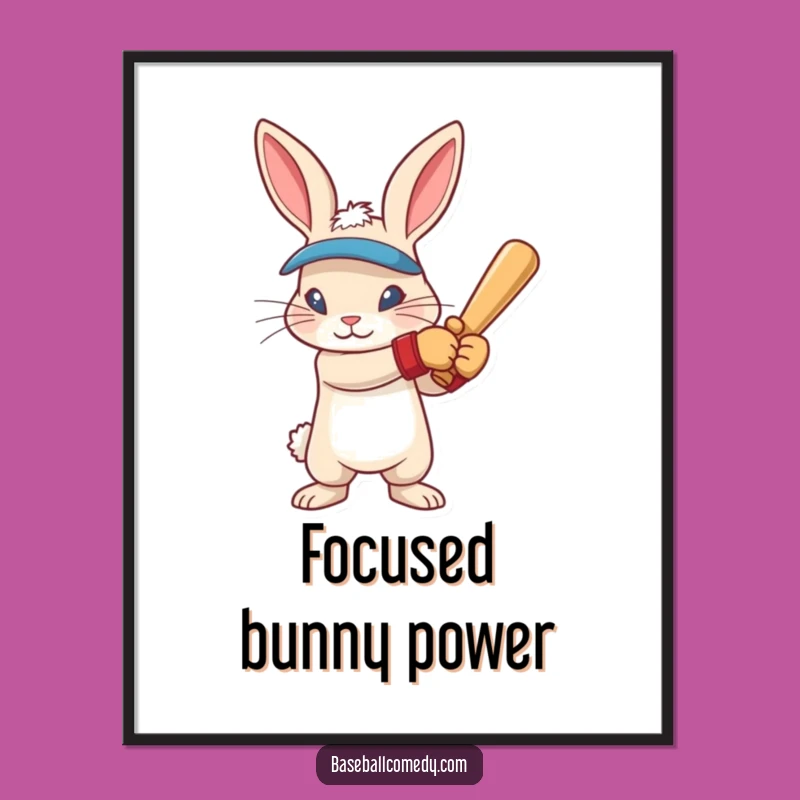 Funny Rabbit Baseball Poster: Intense Focus Swinger Art Print