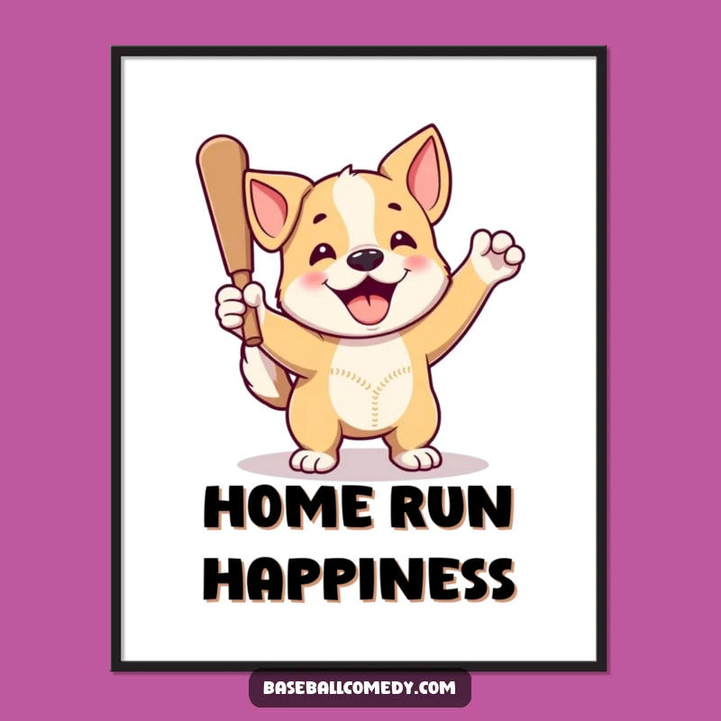 Funny Dog Home Run Poster: Baseball Wall Art for Proud Pup Homes