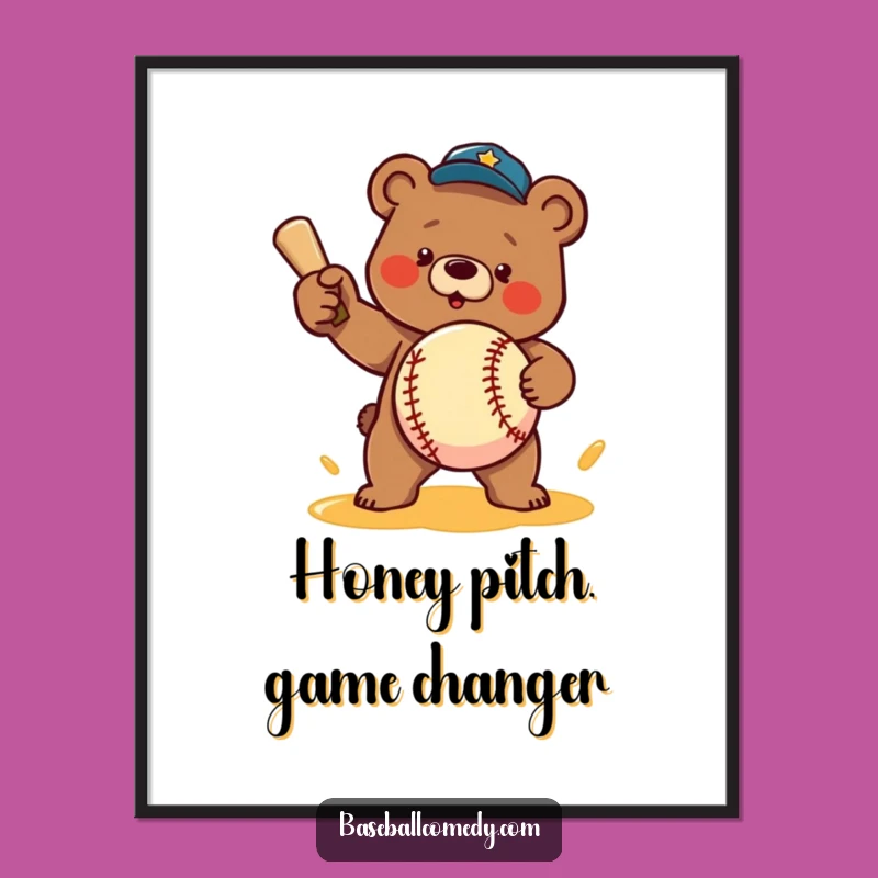 Funny Bear Honey Pitcher Poster: Hilarious Wall Art for a Touch of Whimsy