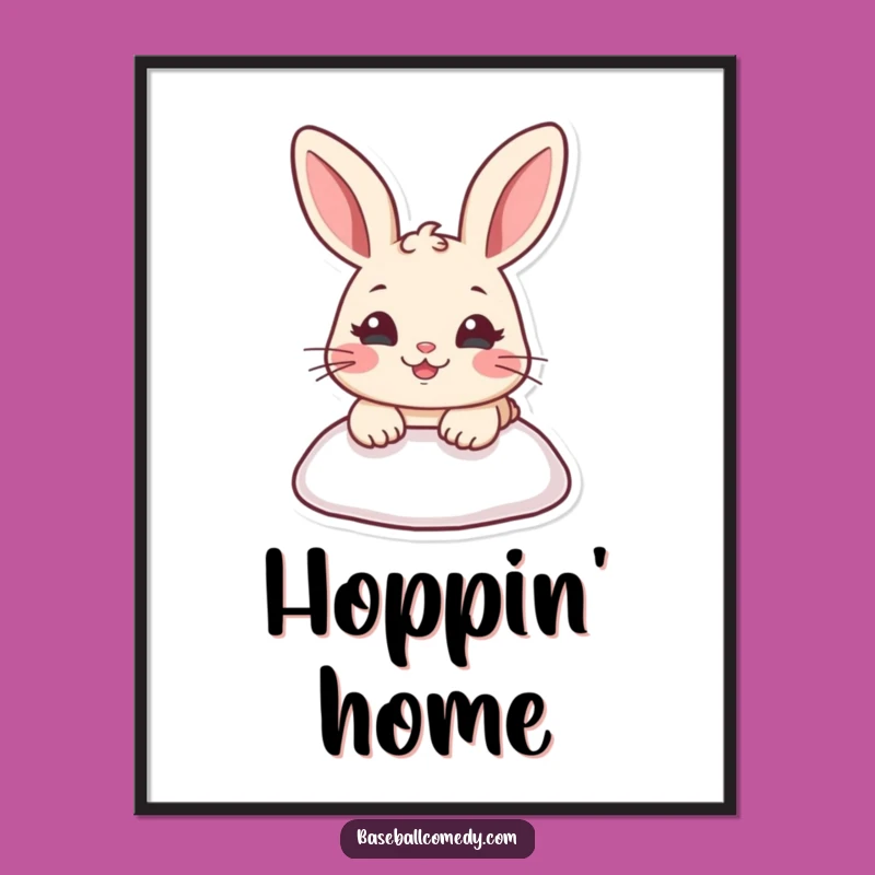 Funny Rabbit Sliding Poster: Baseball Art Print for Laughs Gift