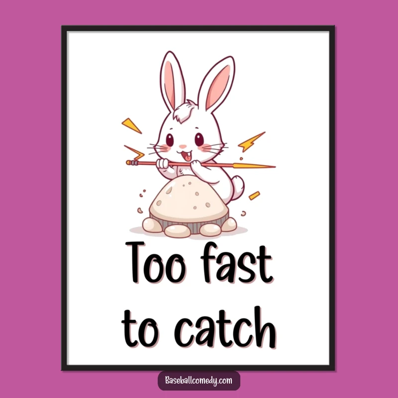 Funny Rabbit Baseball Poster - Playful Runner Wall Art, Gift Decor
