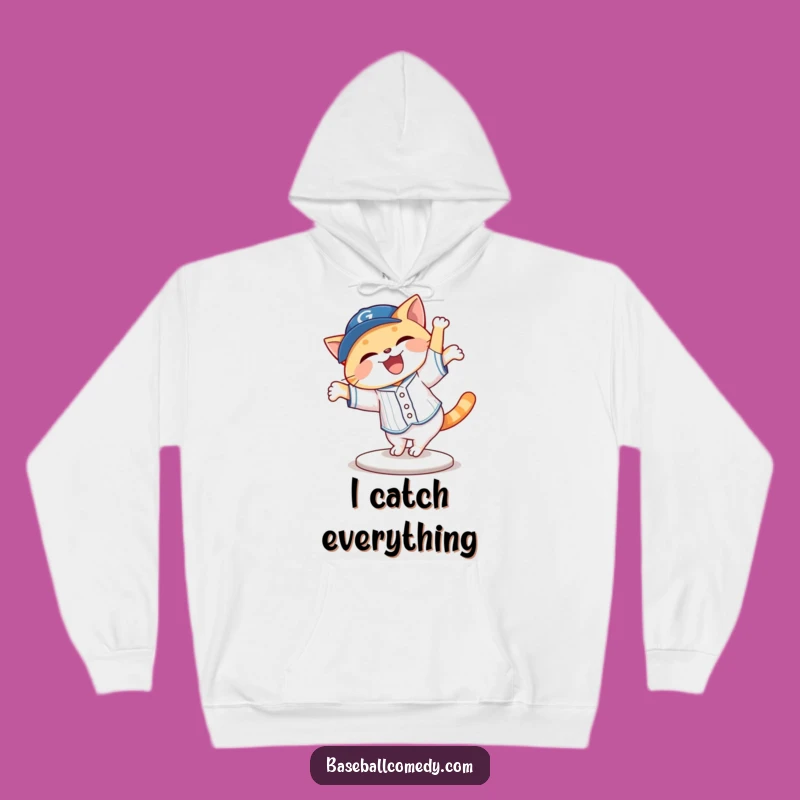 Funny Cat Cartwheeling Baseball Hoodie: Stay Cozy and Amused!