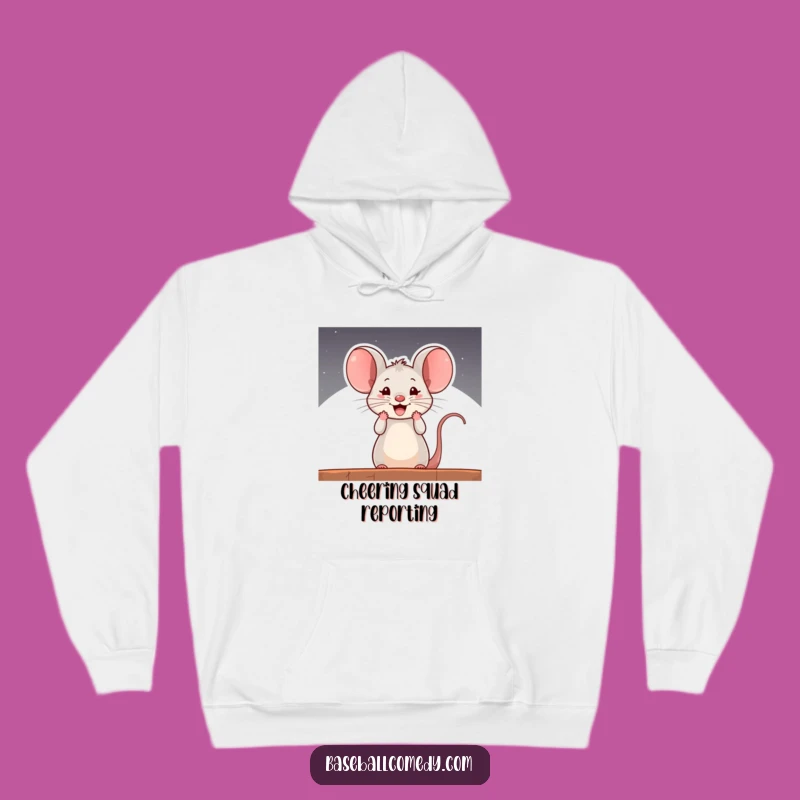 Funny Curious Mouse Dugout Hoodie - Cozy Baseball Fan Apparel