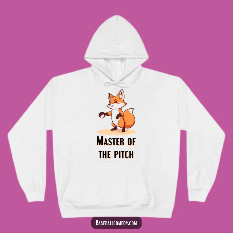 Funny Fox Pitching Hoodie: Warm & Focused Animal Fan Gift