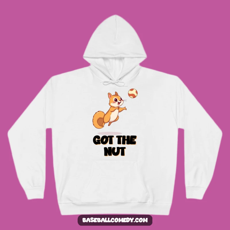 Funny Squirrel Fly Ball Hoodie: Cozy Baseball Gear for Nutty Fans