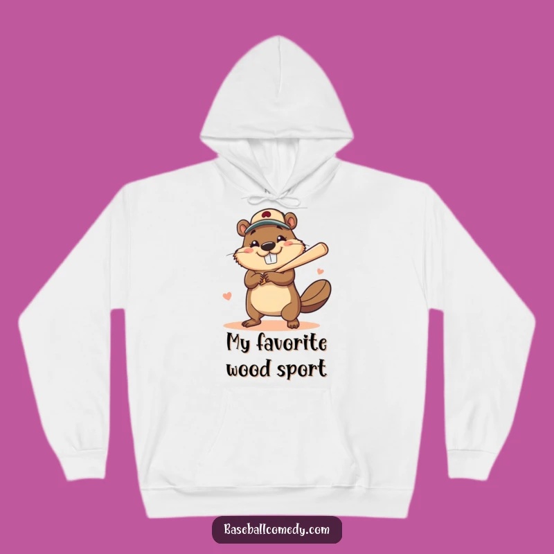 Funny Beaver Home Run Hoodie: Smilin' Champion, Cozy Baseball Fan Gift