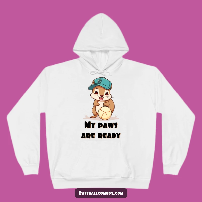 Funny Squirrel Baseball Hoodie: Excited Fielder, Cozy & Hilarious Gift Idea!