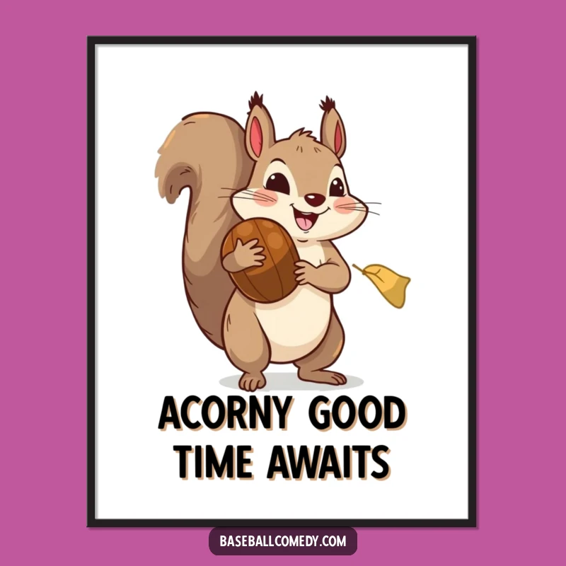 Free Printable Wall Art: Funny Squirrel Baseball Player - Humorous Home Decor Download