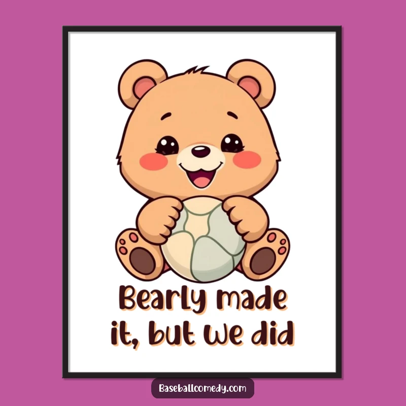 Free Printable Wall Art: Funny Bear Catching Ball, Humorous Downloadable Decor
