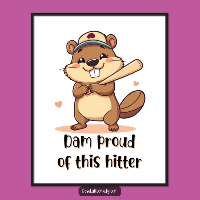Free Printable Beaver Wall Art: Funny Beaver Home Run Champion Downloadable Art