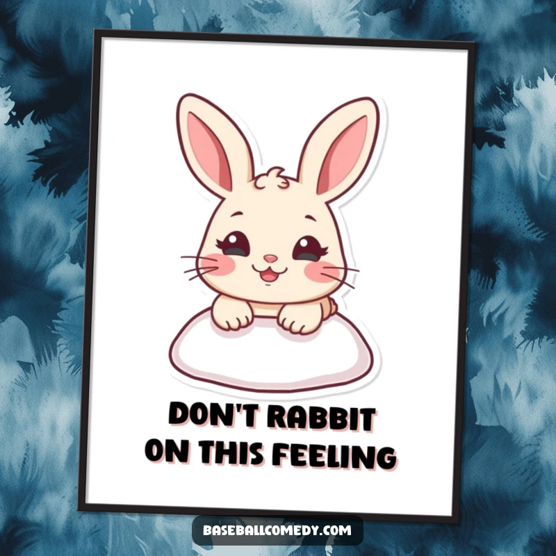 Funny Free Printable Wall Art: A rabbit mid-slide into a baseball base, depicted with speed and a wide grin.