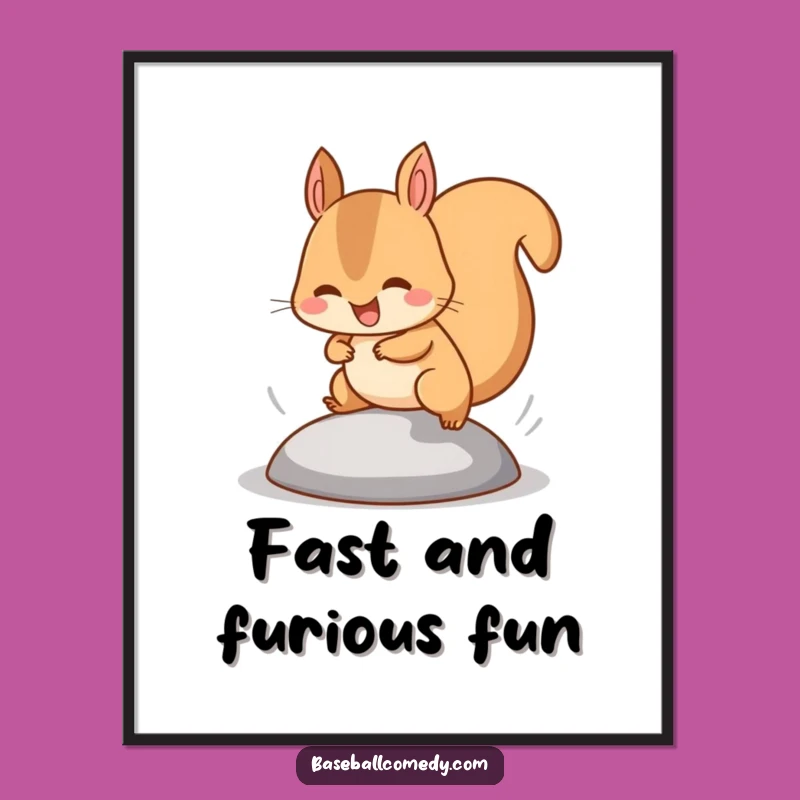 Funny Free Printable Wall Art: Squirrel Stealing Base, Downloadable Art for Runners