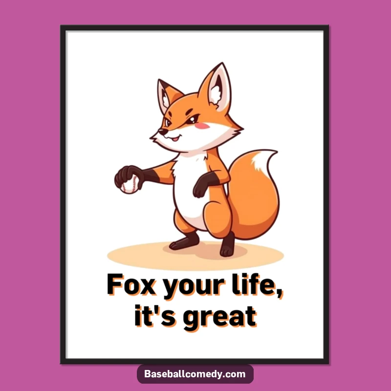 Free Printable Wall Art: Funny Fox Pitching, Humorous Downloadable Decor