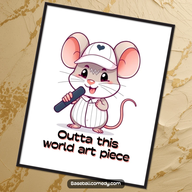 Funny Free Printable Wall Art: A small mouse wearing an umpire cap, making a decisive call, adding humor to the room.