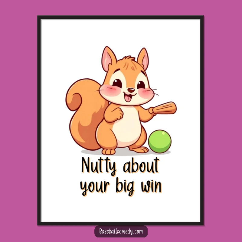 Funny Free Printable Wall Art: Cheerful Squirrel Batting - Quirky Downloadable Home Decor!