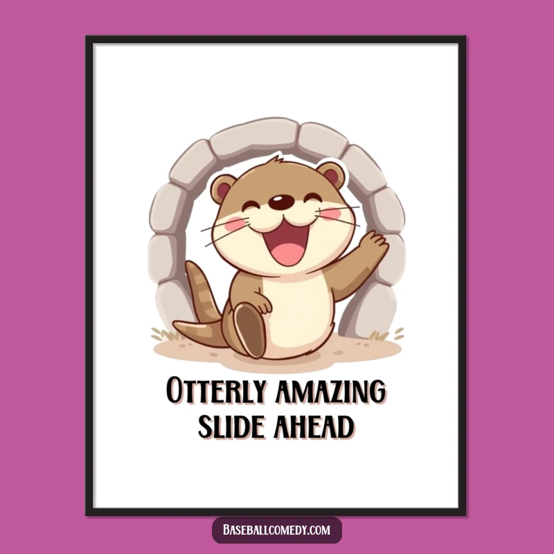 Free Printable Wall Art: Excitable Otter Sliding Home with a Grin