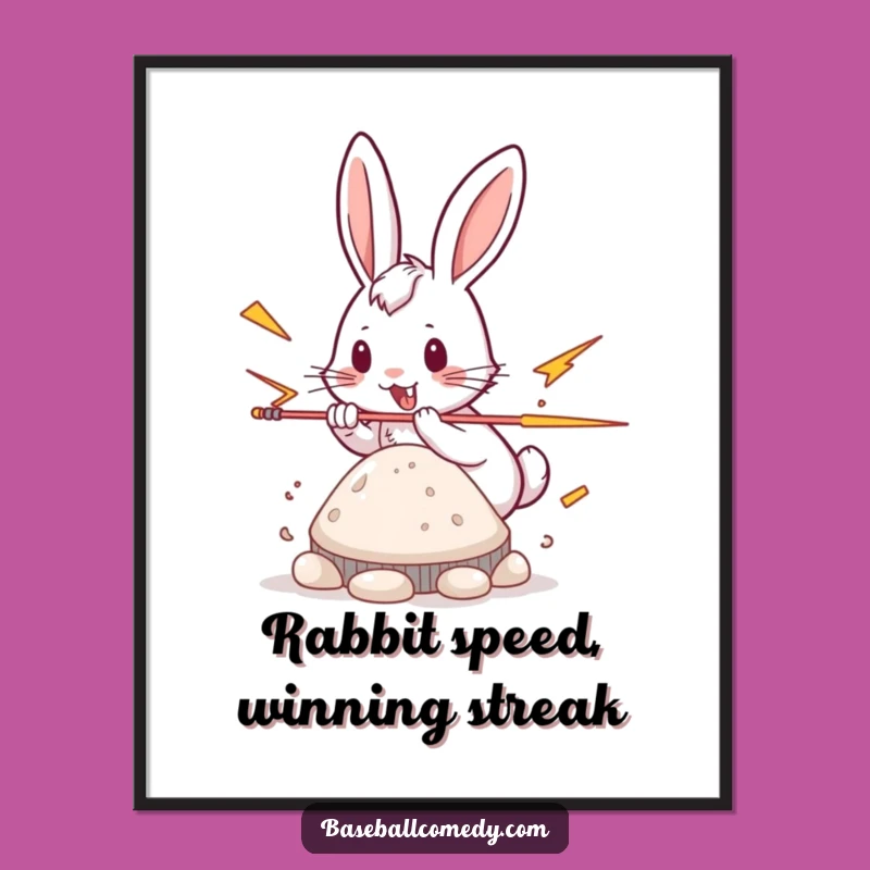 Free Printable Wall Art: Playful Rabbit Steals Base Lightning Fast
