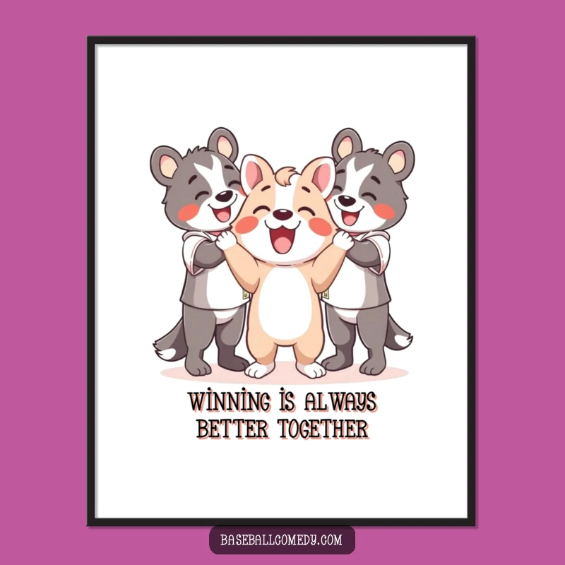 Funny Free Printable Wall Art: Animal Team Celebration, Whimsical Downloadable Decor