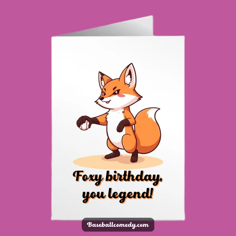 Free Printable Birthday Card: Fox Pitching Perfection, Perfect Downloadable Gift