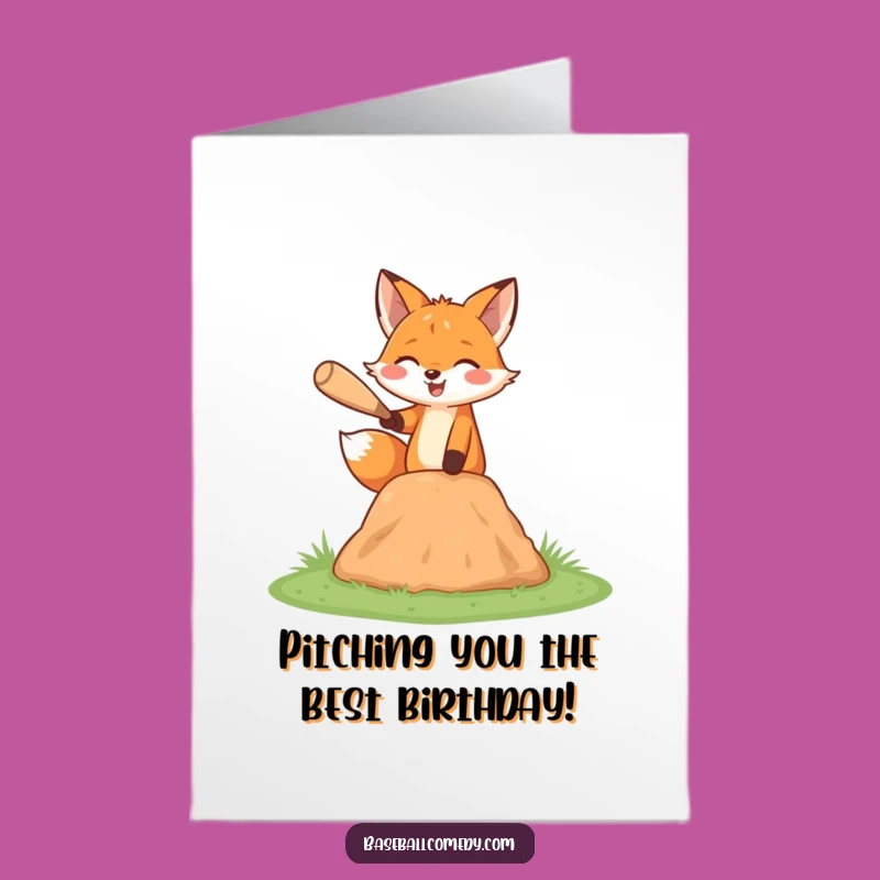 Free Printable Birthday Card: Fox Pitches a Perfect Birthday Wish Gift