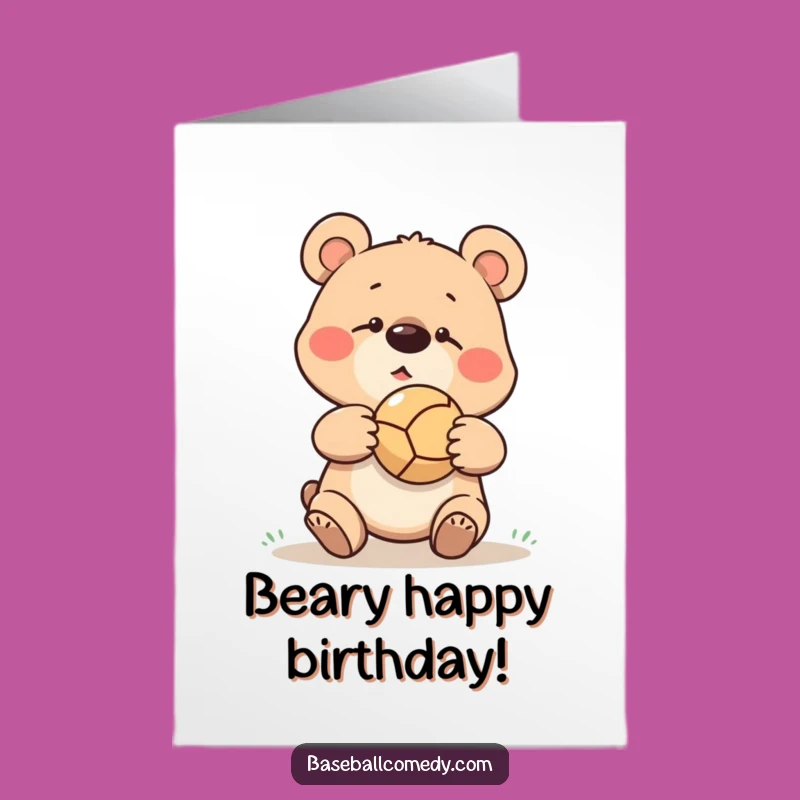 Free Printable Birthday Card: Goofy Bear Mishap, Hilarious Baseball Humor Downloadable