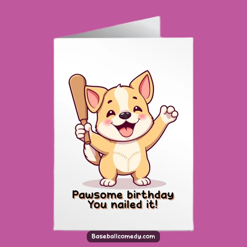 Free Printable Dog Birthday Card: Funny Home Run Celebration Downloadable Gift