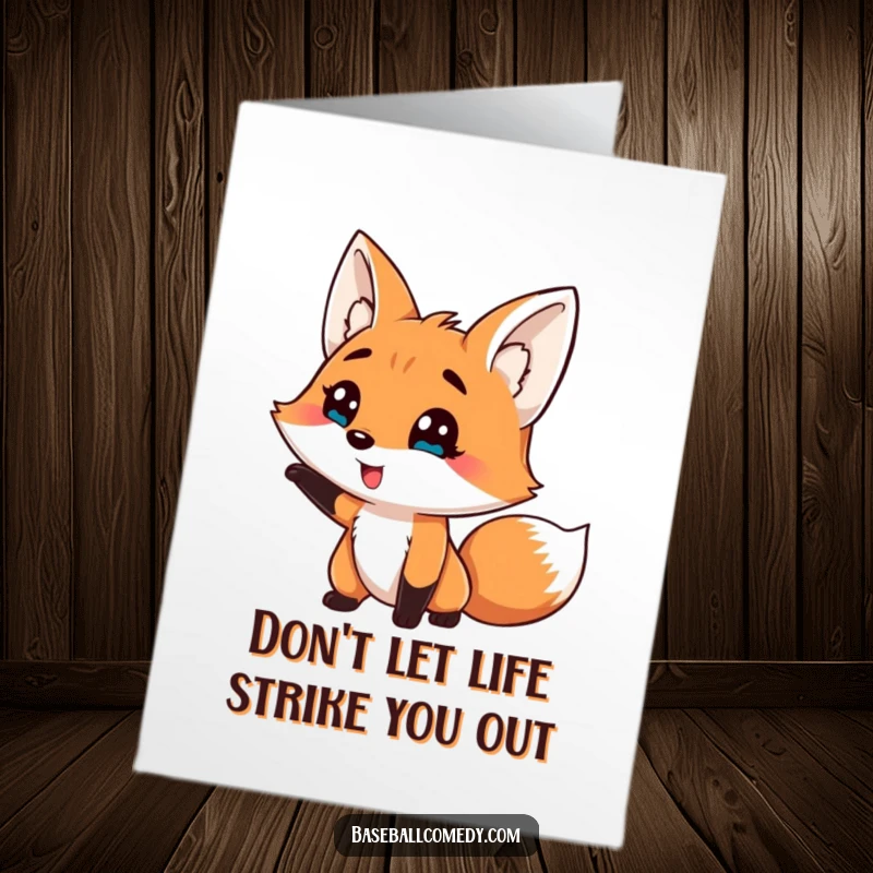 Funny Free Printable Birthday Card: Silly fox comically striking out with exaggerated expression, a humorous downloadable gift.