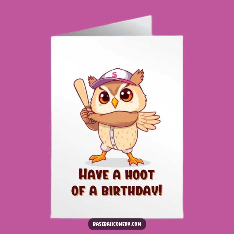Free Printable Birthday Card: Owl Baseball Star - Funny Downloadable Gift