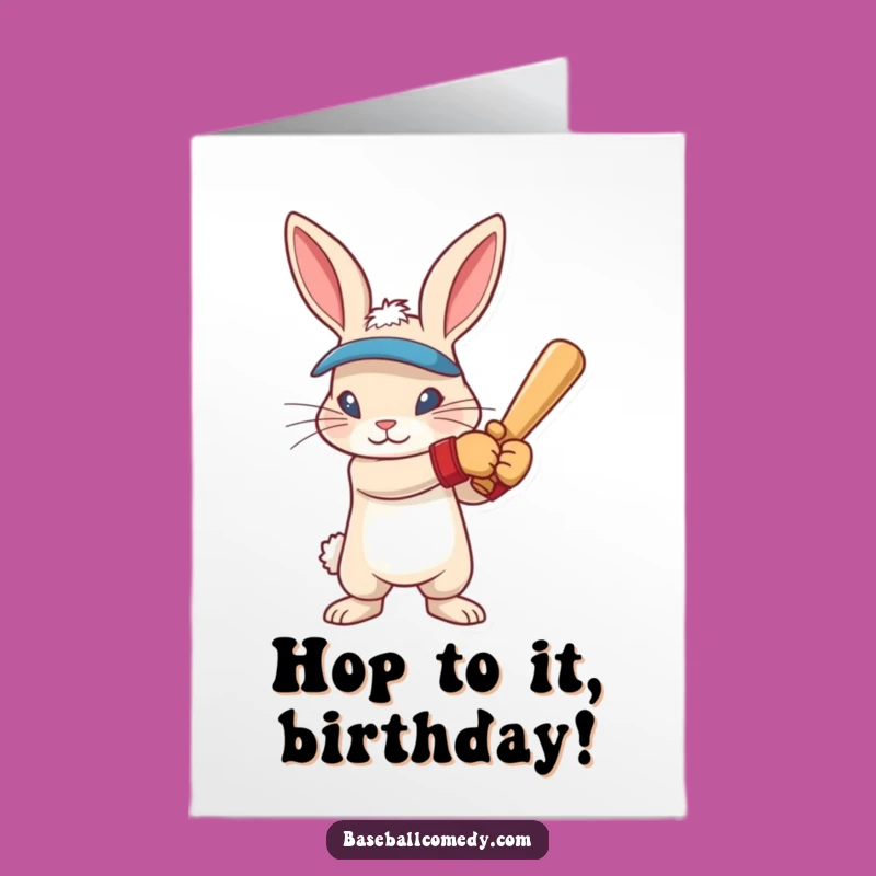 Free Printable Birthday Card: Focused Rabbit Batter, Intense Baseball Humor Downloadable