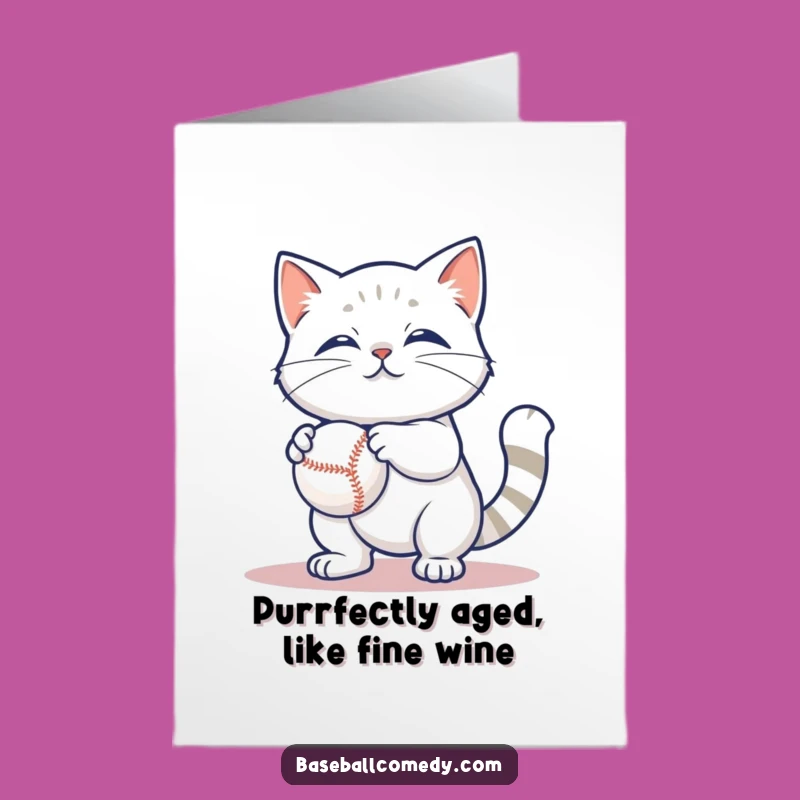 Free Printable Cat Birthday Card: Funny Cat Playing Baseball Downloadable Gift