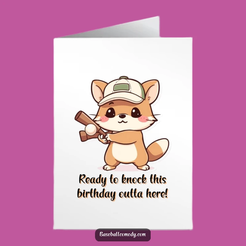 Free Printable Birthday Card: Animal Batter Hits It Out, Funny Downloadable Gift!