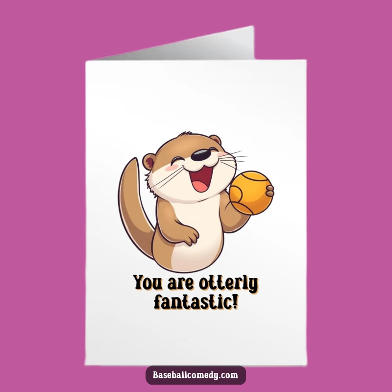 Free Printable Otter Birthday Card: Funny Otter Baseball Fan Downloadable Gift