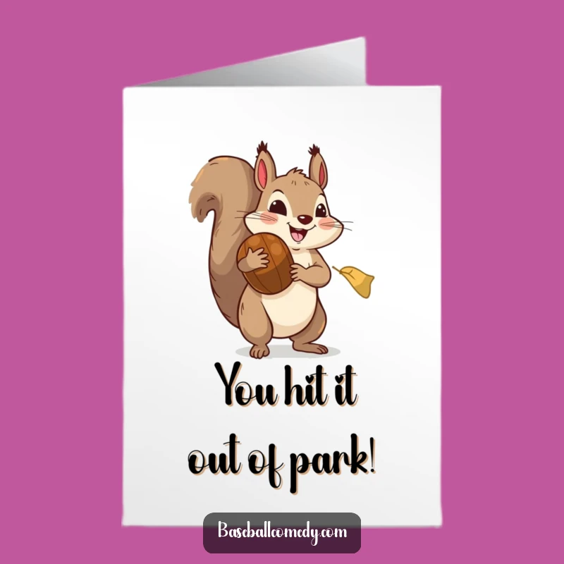 Free Printable Congrats Card: Acorn-Snagging Squirrel - Humorous Downloadable Gift